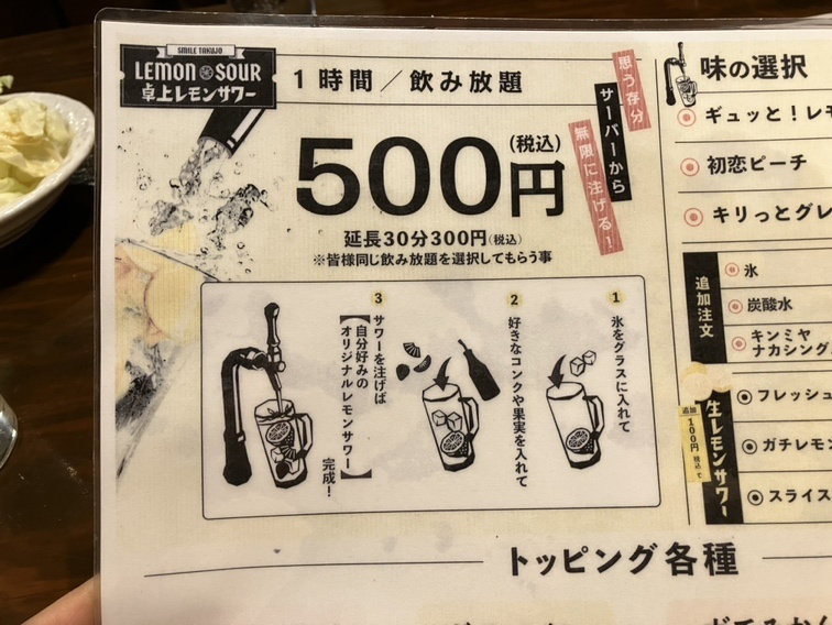 やきとり屋すみれ浦安店 卓上レモンサワー