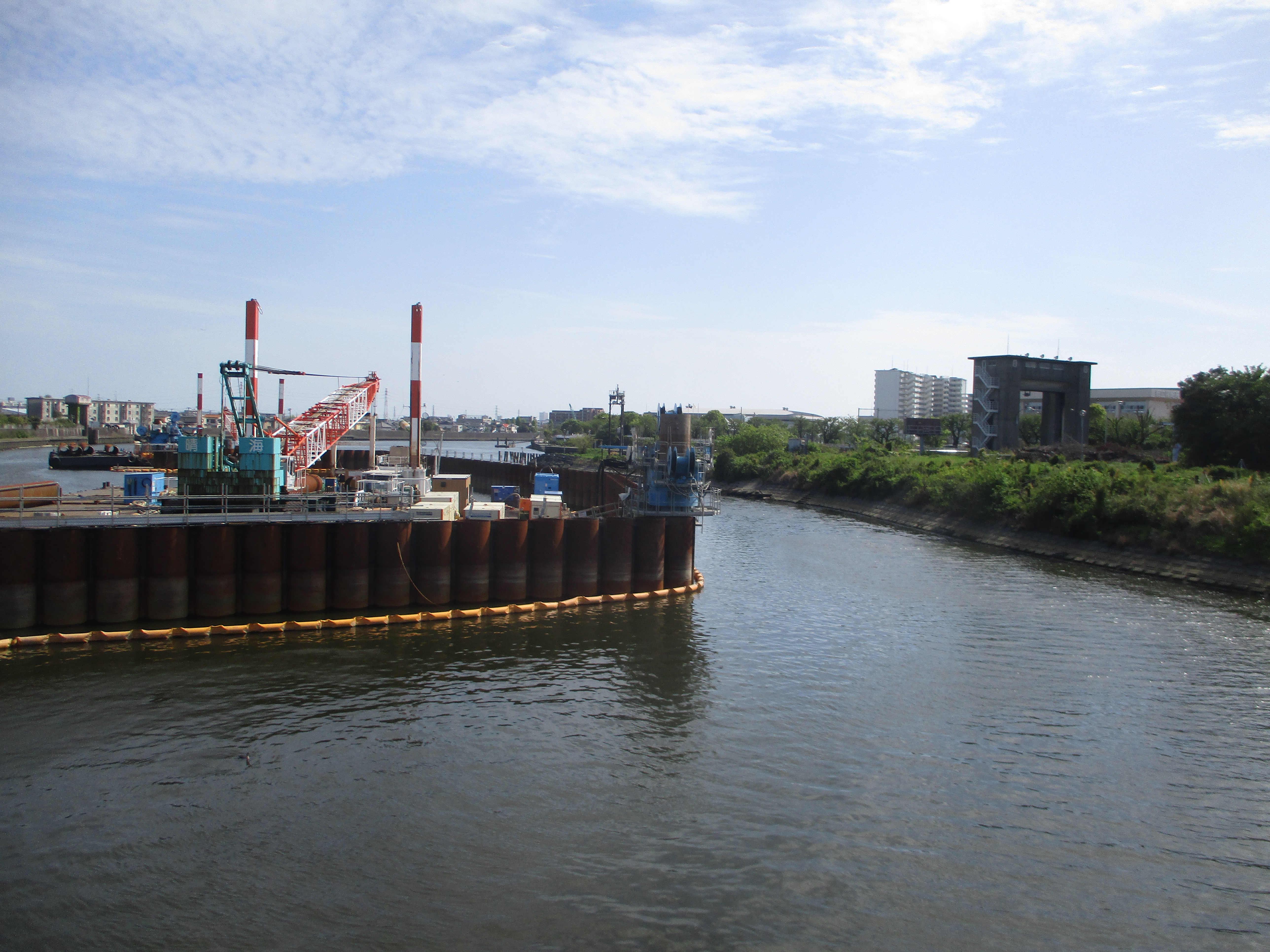 江戸川水閘門改築工事中